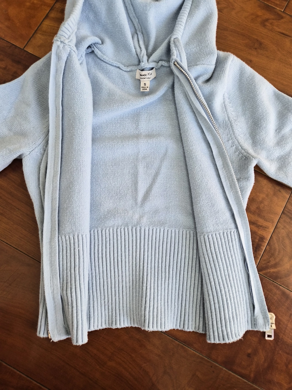 Light Blue Knit Cropped Zip-Up Hoodie Size S (Fits Like a XS) - Picture 9 of 16